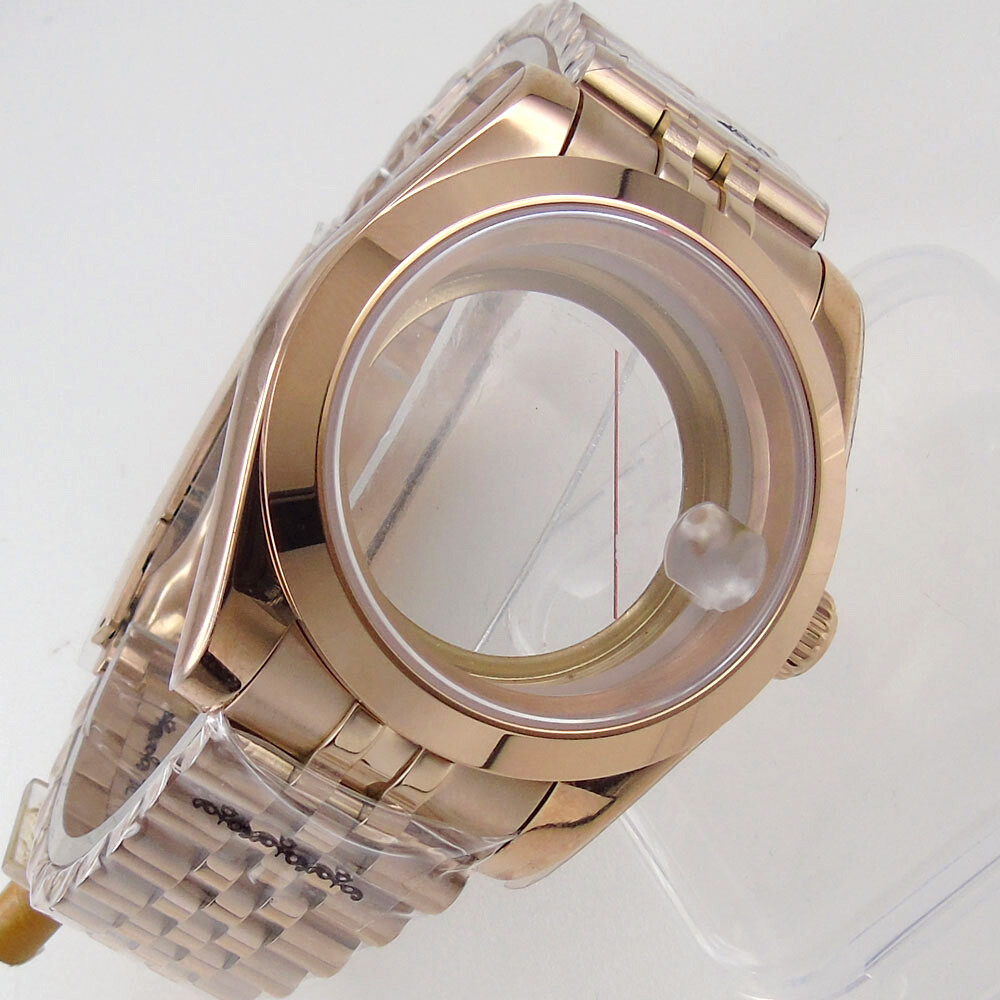 Rose golden 36mm 39MM sapphire glass Watch Case fit eta 2836 8215 NH35 NH36
