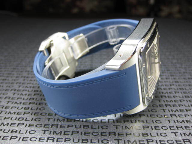 NEW 23mm PU Rubber Diver Strap Blue Band for CARTIER SANTOS 100 XL Large BU