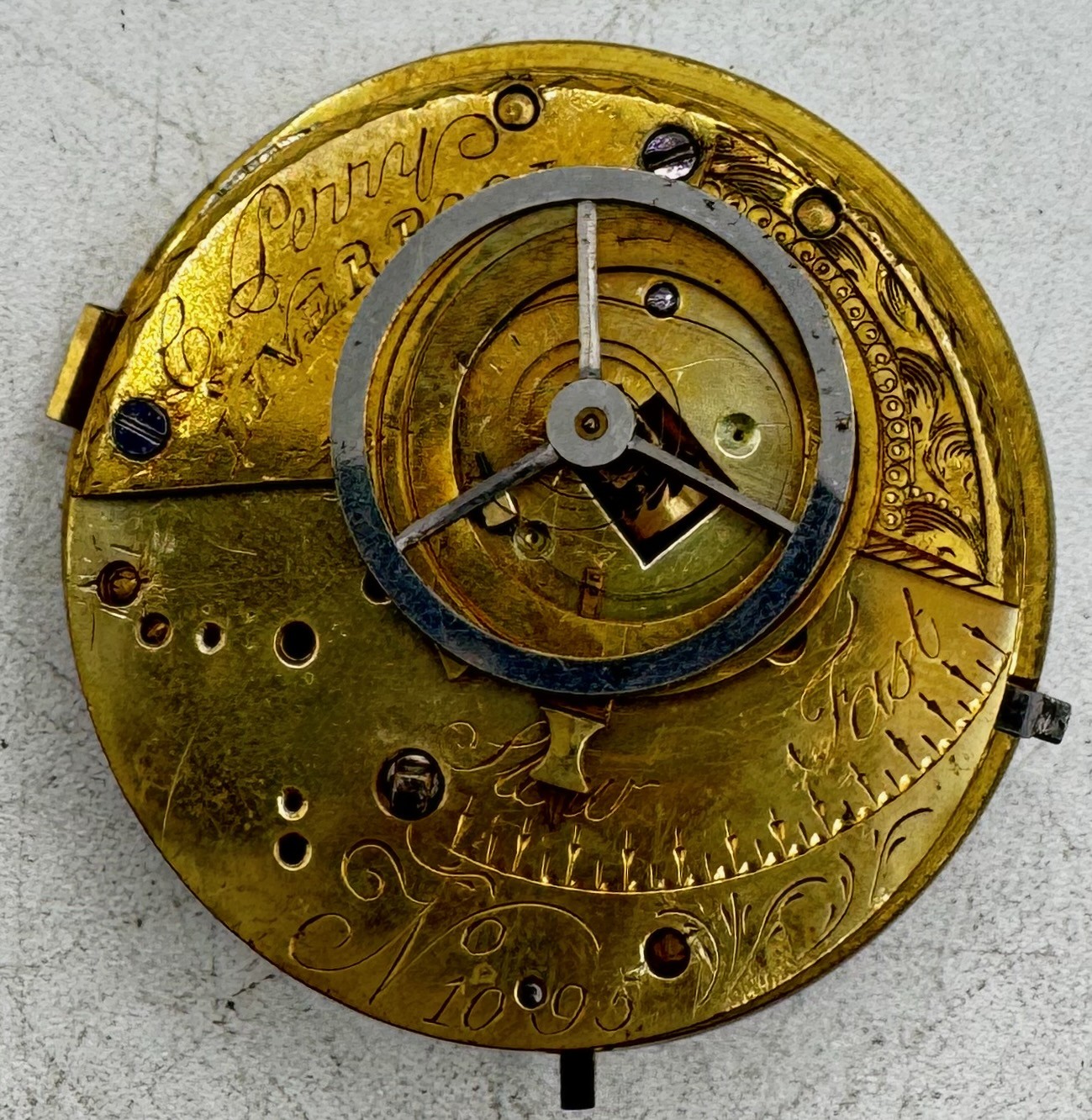Antique 41.5mm C. Perry Liverpool Key Wind Fusee Pocket Watch Movement England
