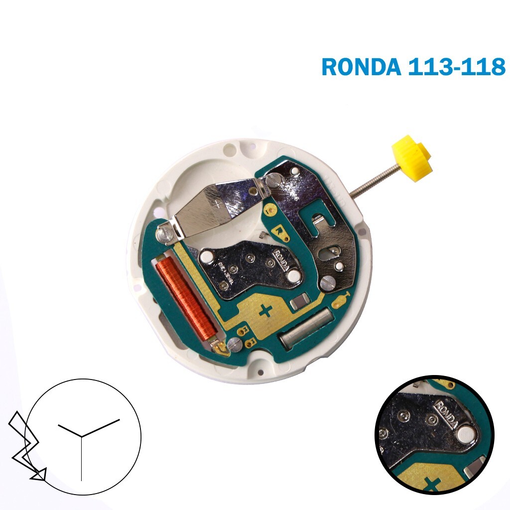 Ronda 113-118 Swiss Quartz Movement 11 1/2 , 3 Hands .