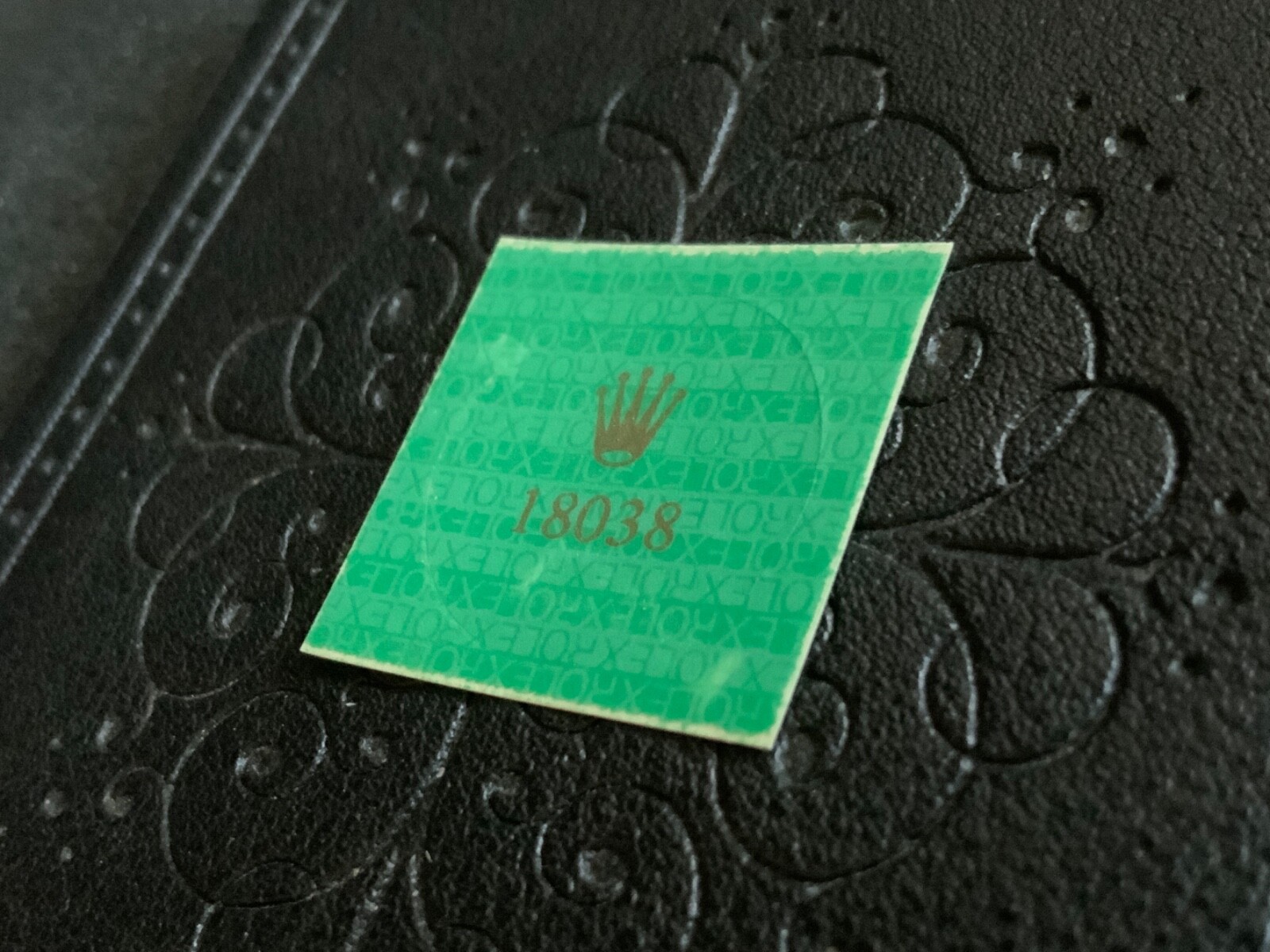 Authentic Rolex 18038 Oyster Day Date Green Case Back Hologram Sticker