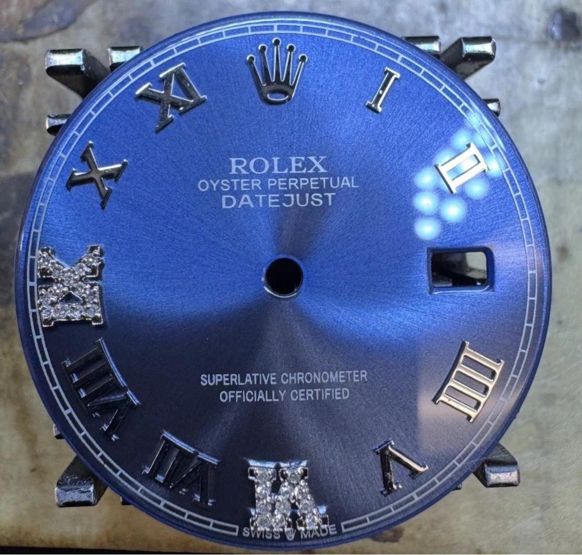 Rolex Datejust 36mm Custom Blue Roman 6 & 9 Diamond Dial 126200 126234