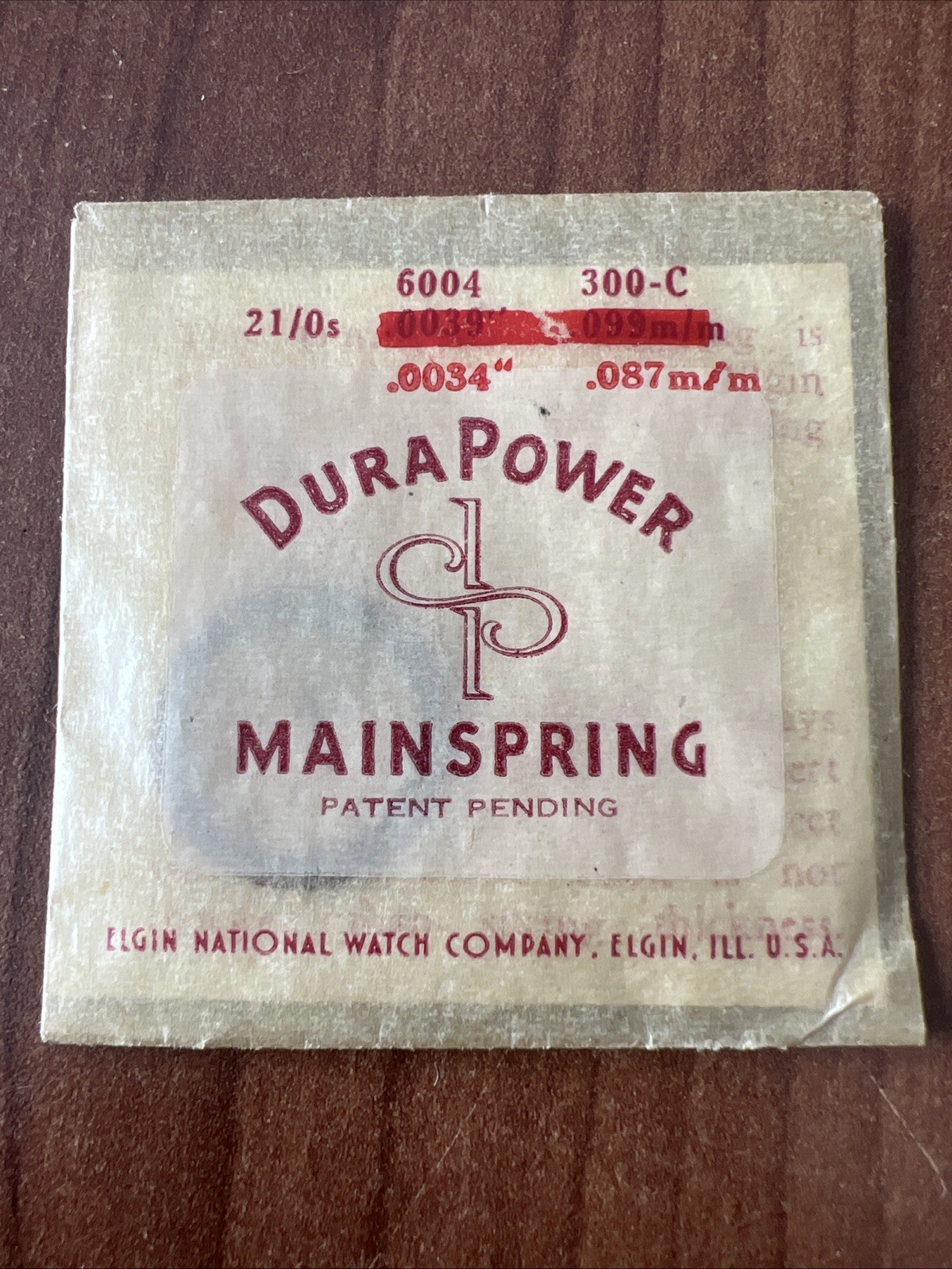 Elgin DuraPower Factory Mainspring Elgin National Watch Company