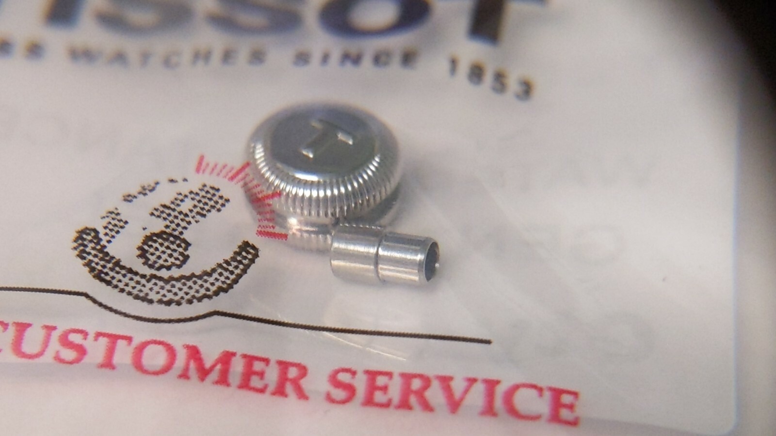 Tissot CROWN S/S T350035953 with tube approx 6mm crown diameter water resistant