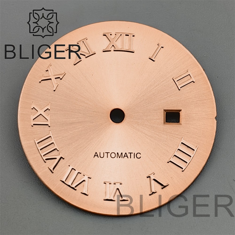 24.5mm Roman Numerals Sun Pattern Watch Dial Date Fit NH05 06 Movement