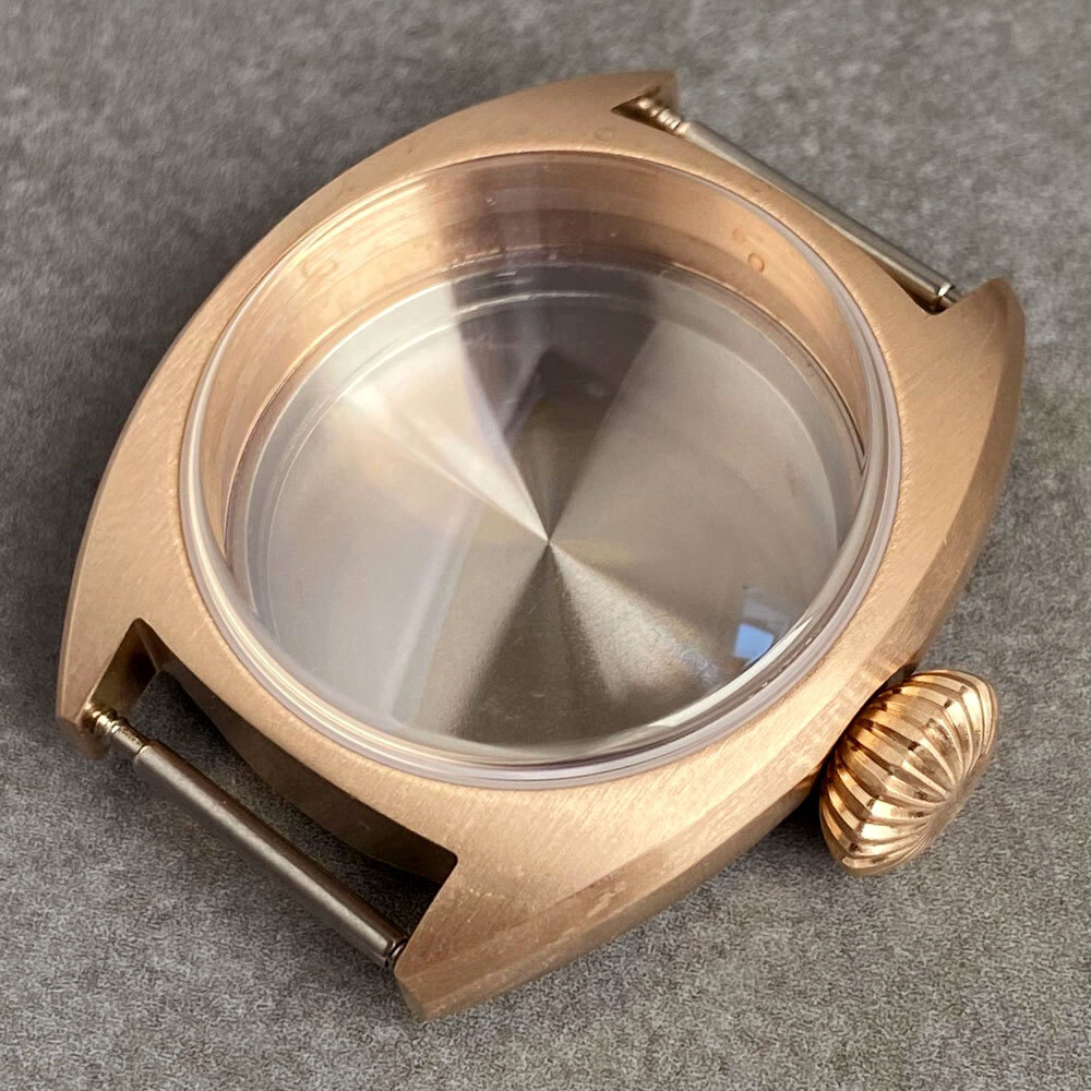 CUSN8 Solid Bronze 36mm Dive Automatic Watch Case 200M Waterproof AR Domed Glass