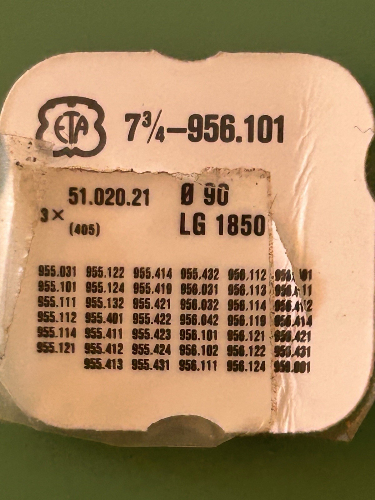 ETA Cal. 956.101-Winding Stem-Part 51.020.21 – 2 Orig. Packs – Each w/ 1 stem