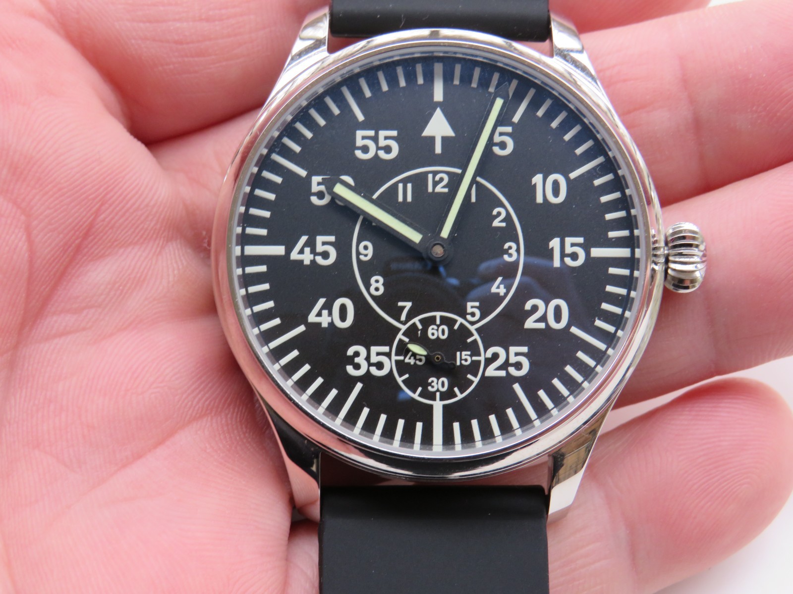 Custom made conversion men’s Arnex Pilot wristwatch Eta movement works well
