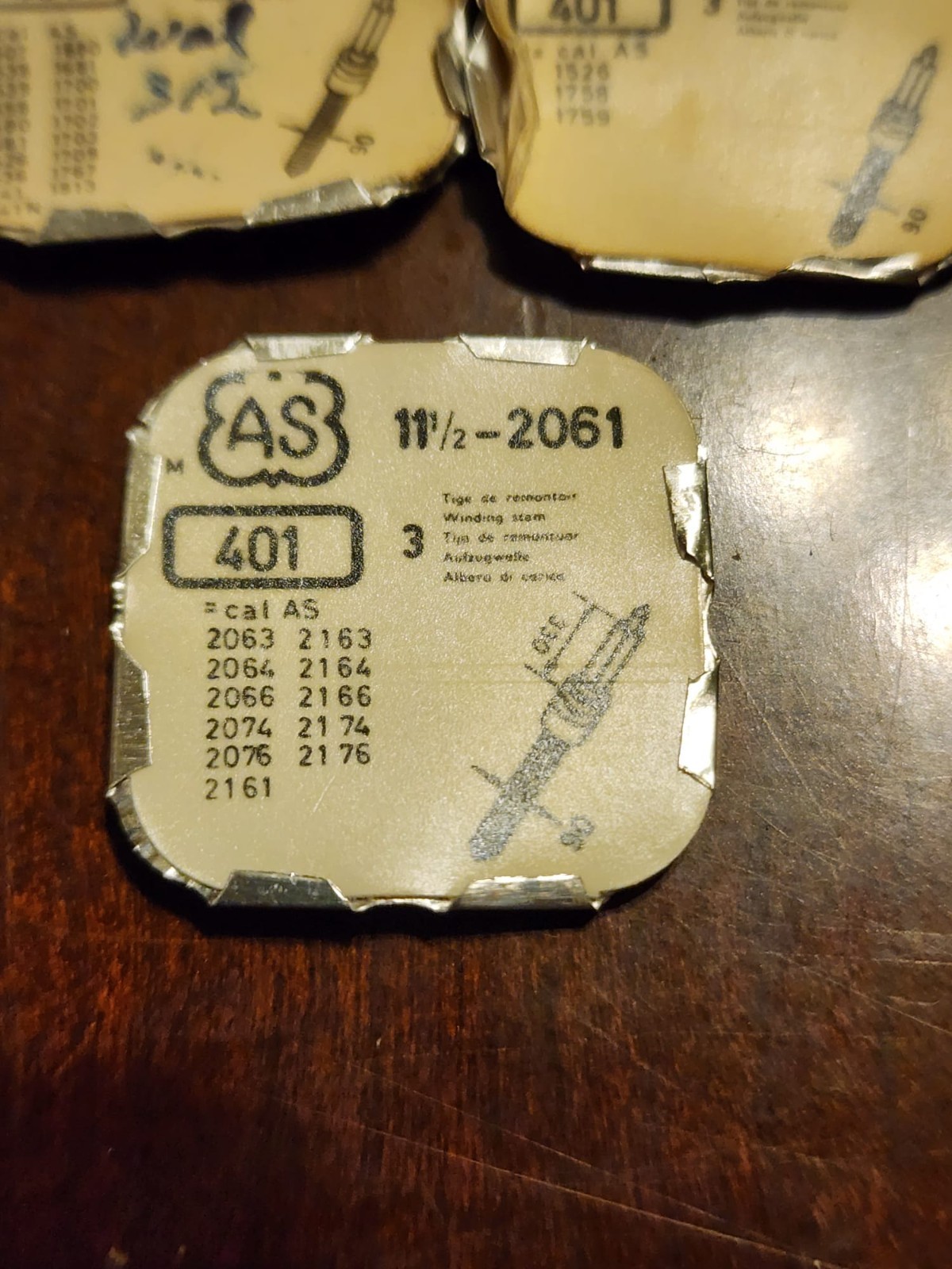 Vintage AS Cal 401 Winding Stems – 1506 1525 2061 – Pre-Owned Swiss Parts