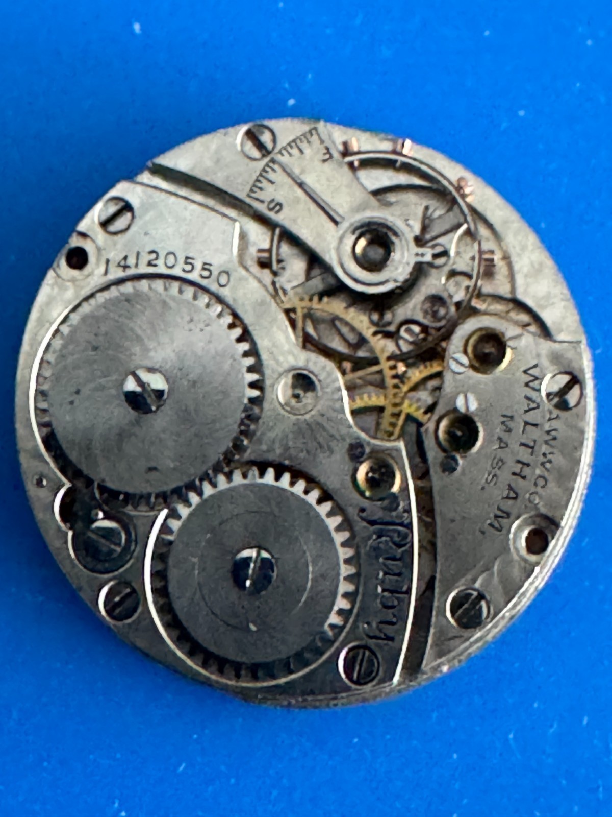6/0 SIZE WALTHAM GRADE RUBY POCKET WATCH MOVEMENT NOT RUNNING BAD BALANCE!