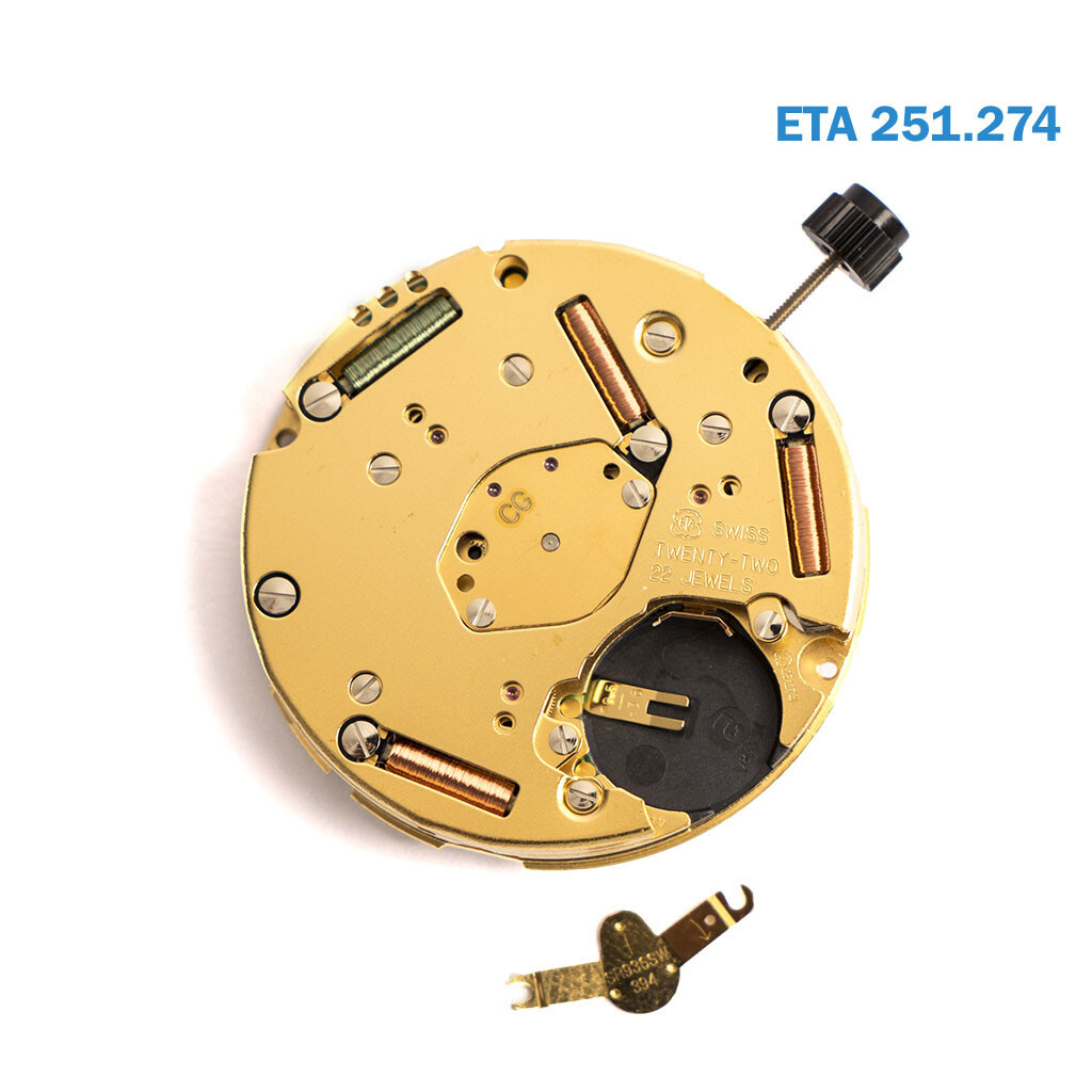 ETA SWISS MADE 251.274 Replaces Eta 251.272 Chronograph , WHITE DISK AT 4.