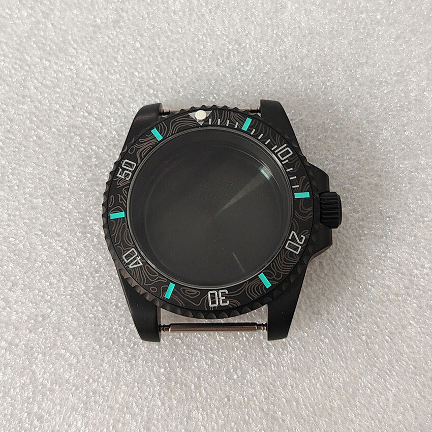 40MM SUB Black Frosted Watch Case Sapphire Glass Shell for NH35/NH36 Movement