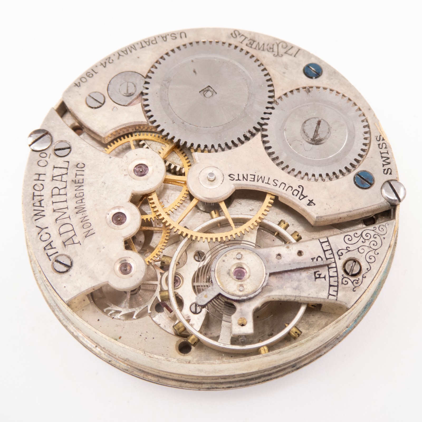 Admiral / Tacy Watch Co. 43 x 9.5 mm 17-Jewel Antique Pocket Watch Movement