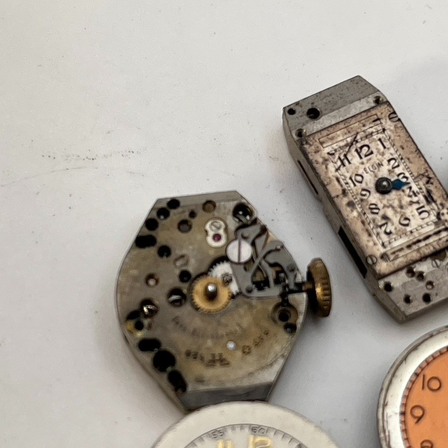 Vintage Lot Of 7 Mechanical Watch Movements For Repair Bulova Grant Steampunk