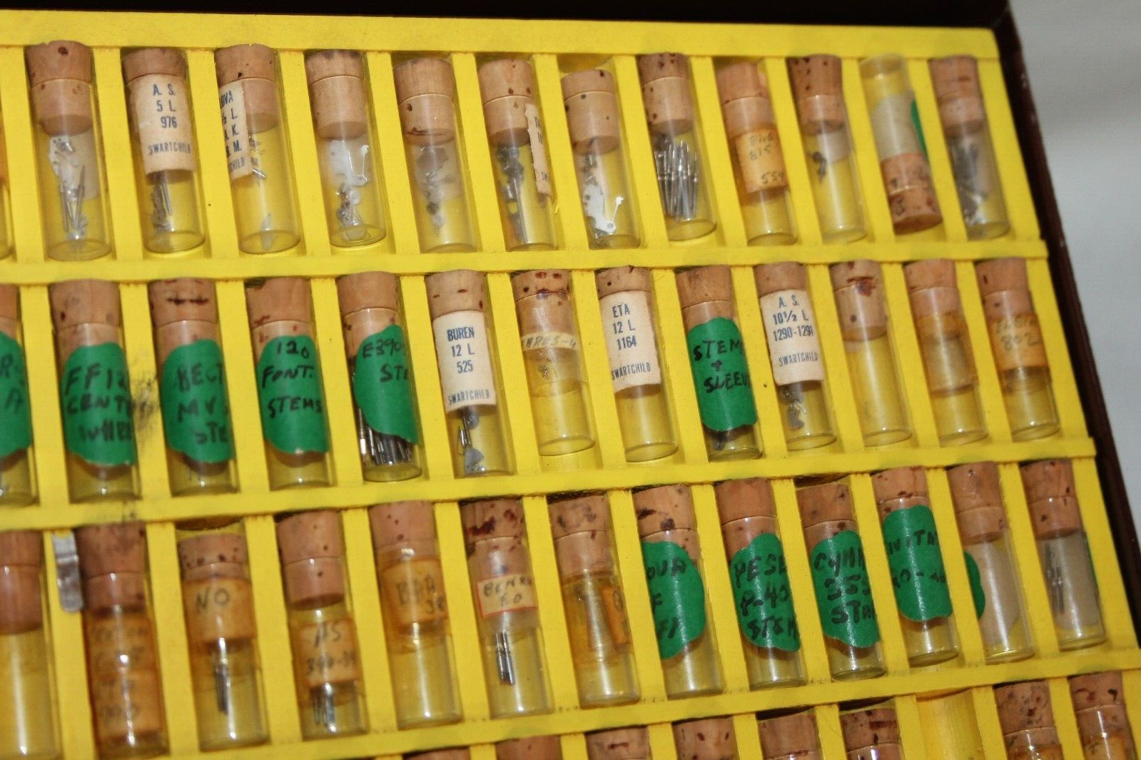 Swartchild & Co 2 Drawer Metal Cabinet w/ 217 vials Swiss Staffs & Stems