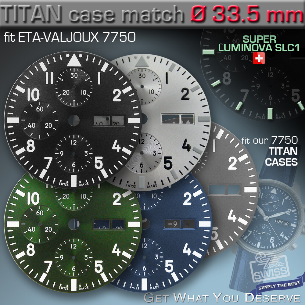 DIAL FIT MOVEMENT ETA VALJOUX 7750, Ø 33.5 mm, 5 COLORS – SUPERLUMINOVA SLC1