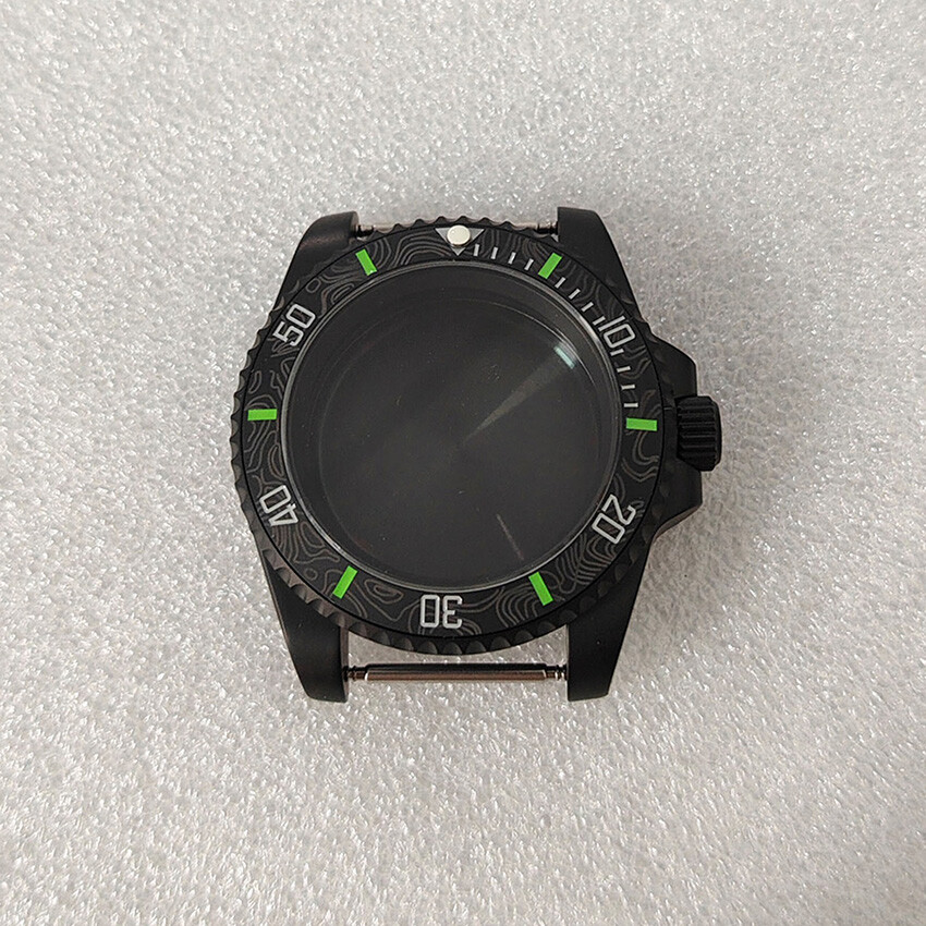 40MM SUB Black Frosted Watch Case Sapphire Glass Shell for NH35/NH36 Movement