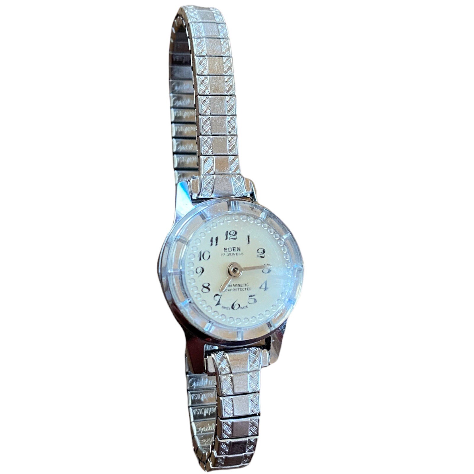 VTG Eden Watch Repairs Parts Watchmaker Swiss Made 17 Jewels W Speidel Wristband