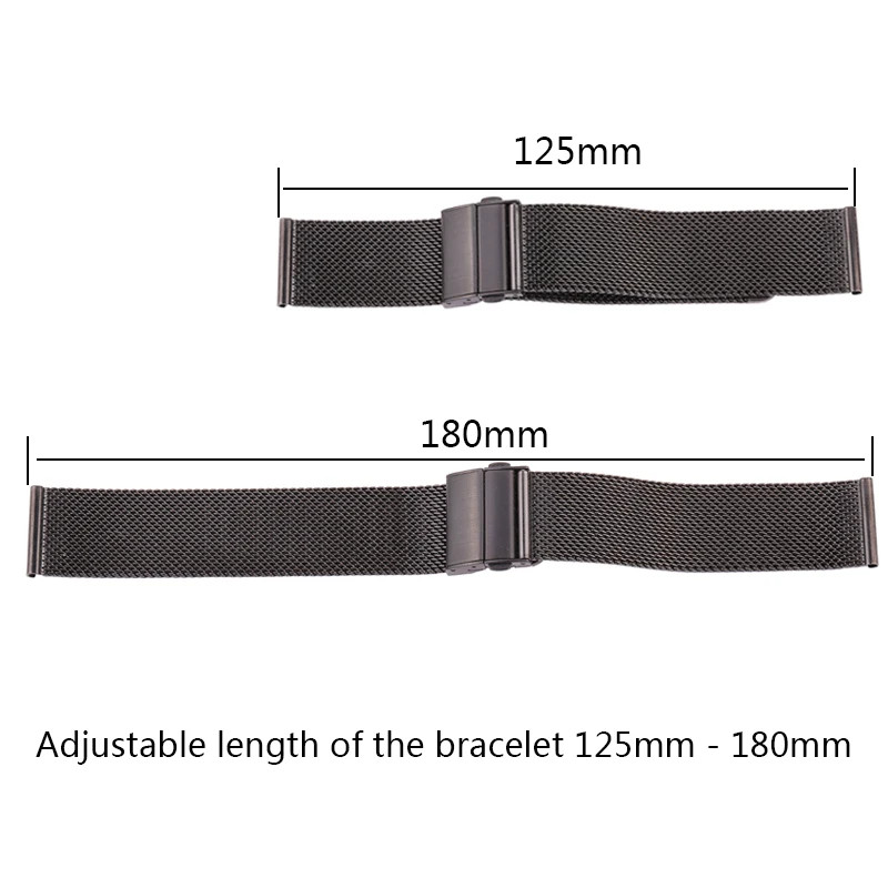 Stainless Steel Milanese Loop Watchband Silver Black for Galaxy Watch 4/3 16-22m