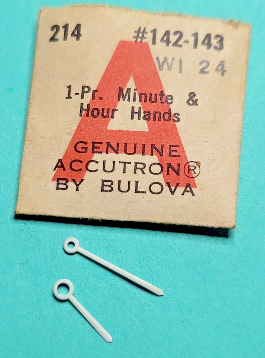Genuine Bulova Accutron Cal 214 Minute Hour HandPart #142-143 WI 24 NOS – F09
