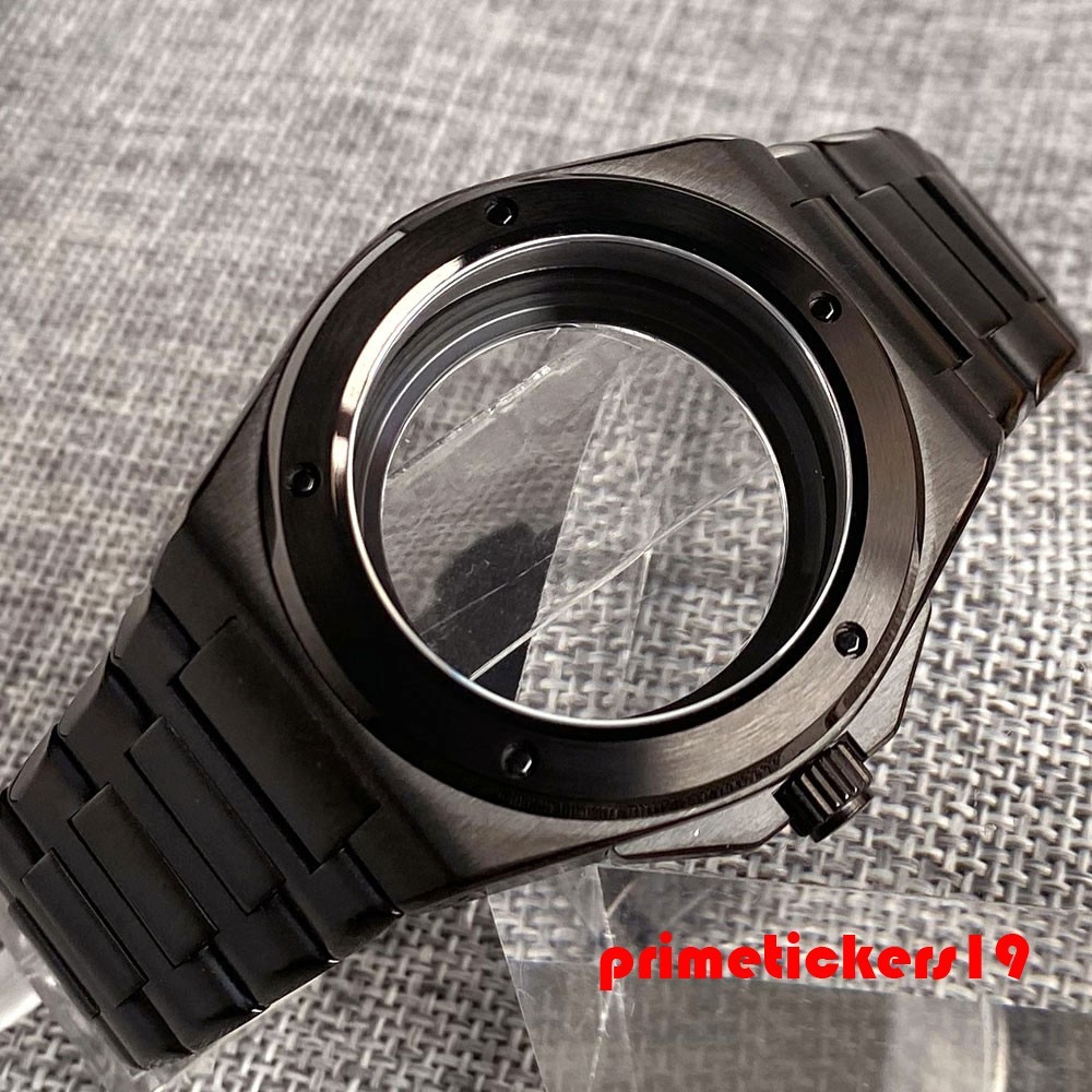 Fit NH35 PT5000 Black Watch Case+Band+Dial+Hands For Engineer Style Wristwatch