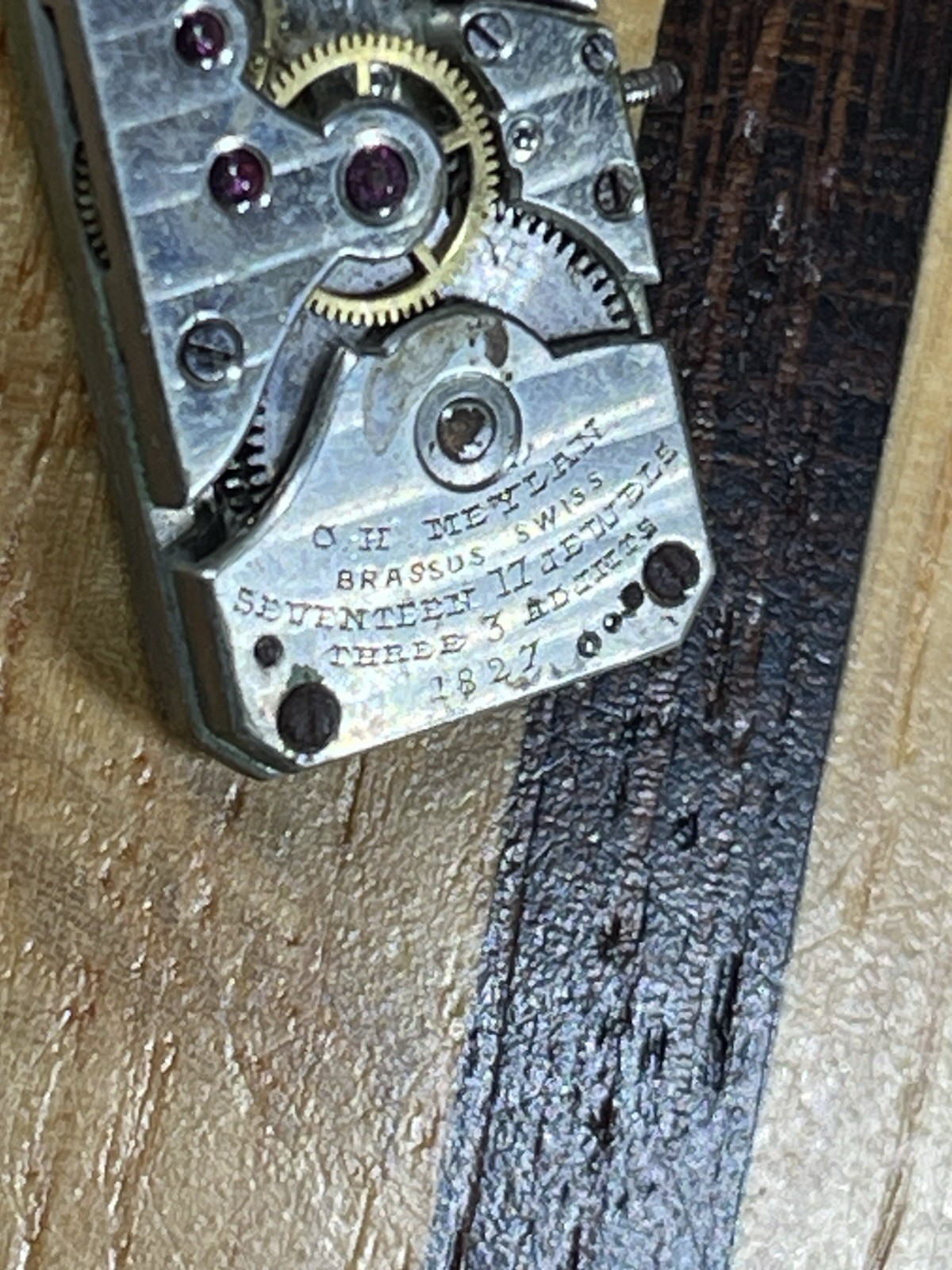 C.H. Meylan Brassus Swiss Watch Movement #1827 Rectangle Tank 17 jewels 3 Adj