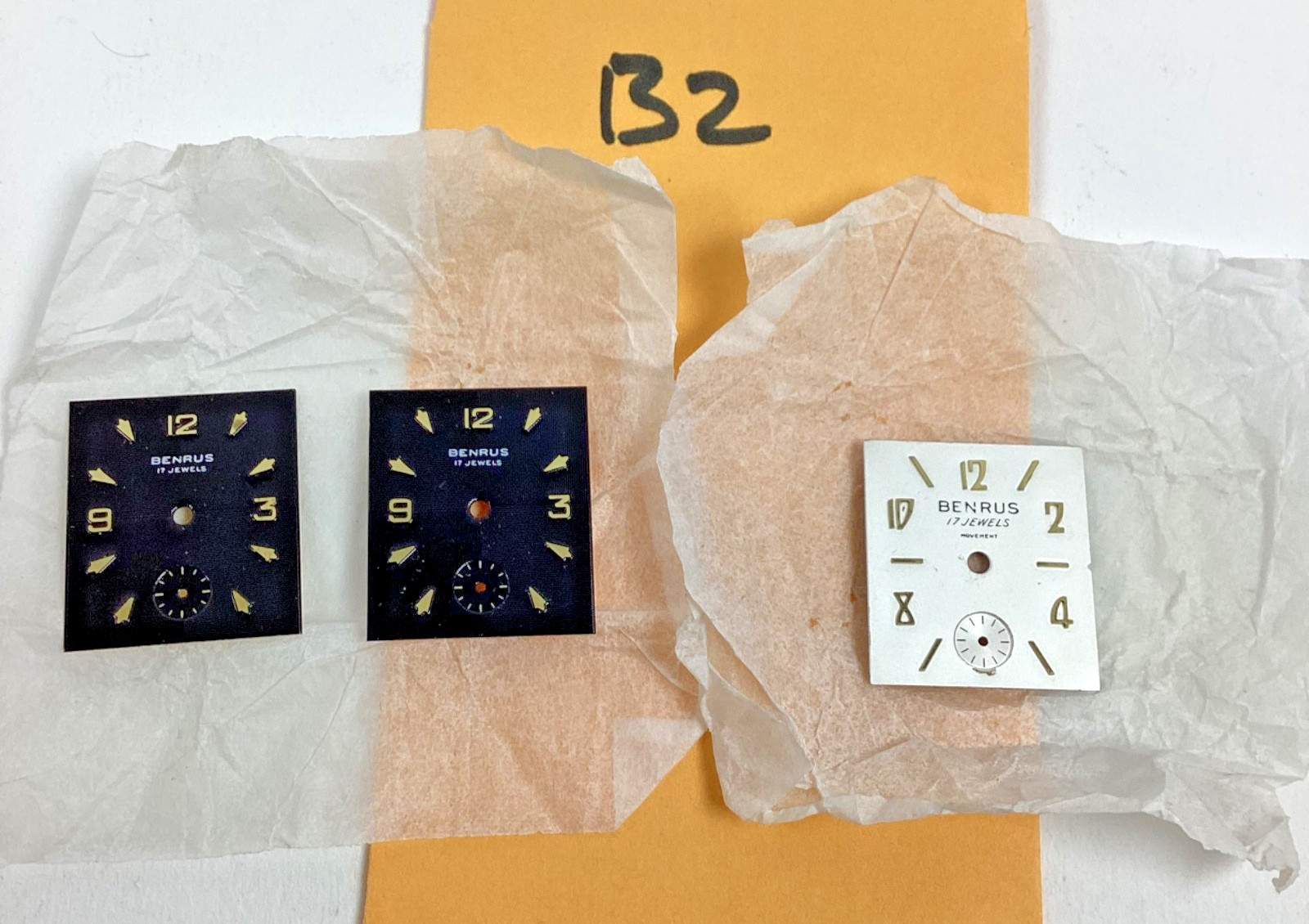 Vintage Benrus Men lot Tank Style WATCH DIAL NOS Sub Second Watchmaker Steampunk