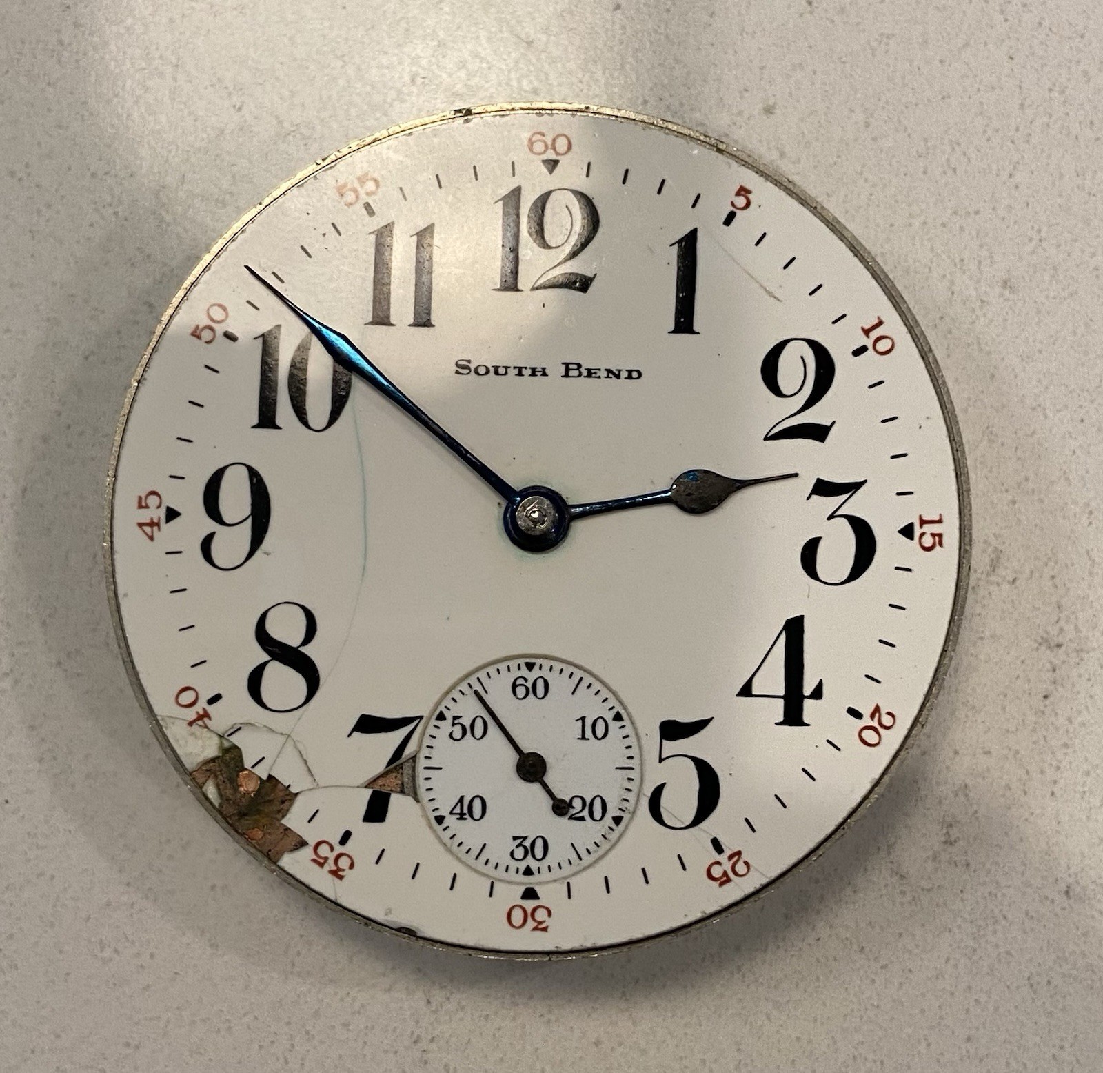 Vintage 1918 South Bend Pocket Watch Movement Grade 209 16s 9J For Parts/Repair