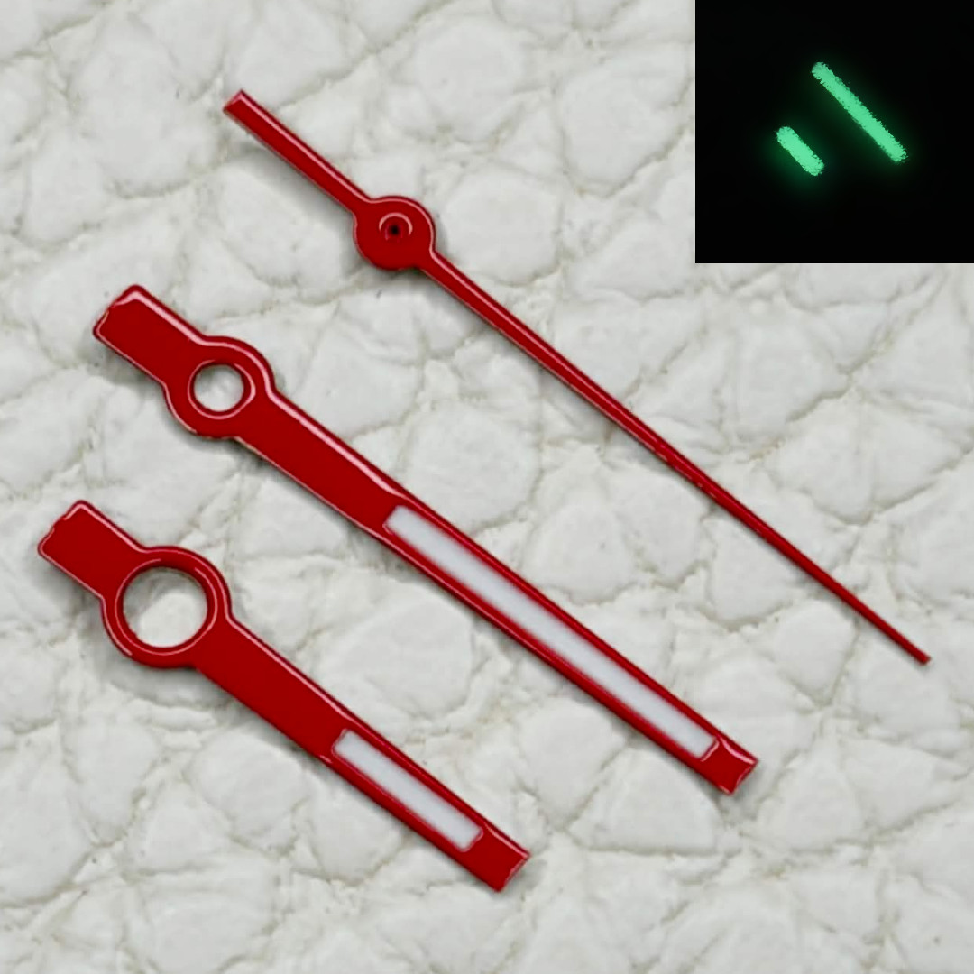 Red “BATON” Mod Watch Hands Fits NH35,NH36,7s26,7s36 SKX007 Green luminous