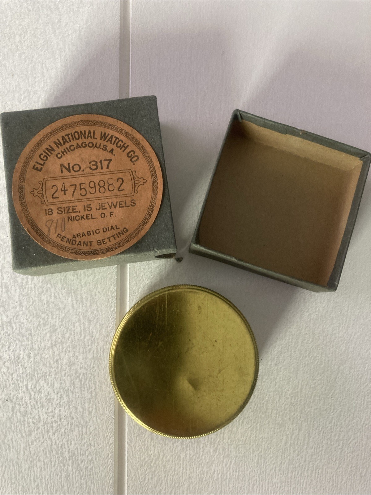Elgin National Watch Co Pocket Watch Movement Holder Container 12S EMPTY