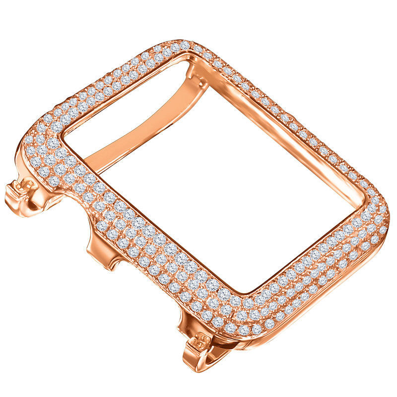 Series # 2 & 3 Lab Diamond Cover Case Custom Apple Watch Bezel Rose Gold Silver