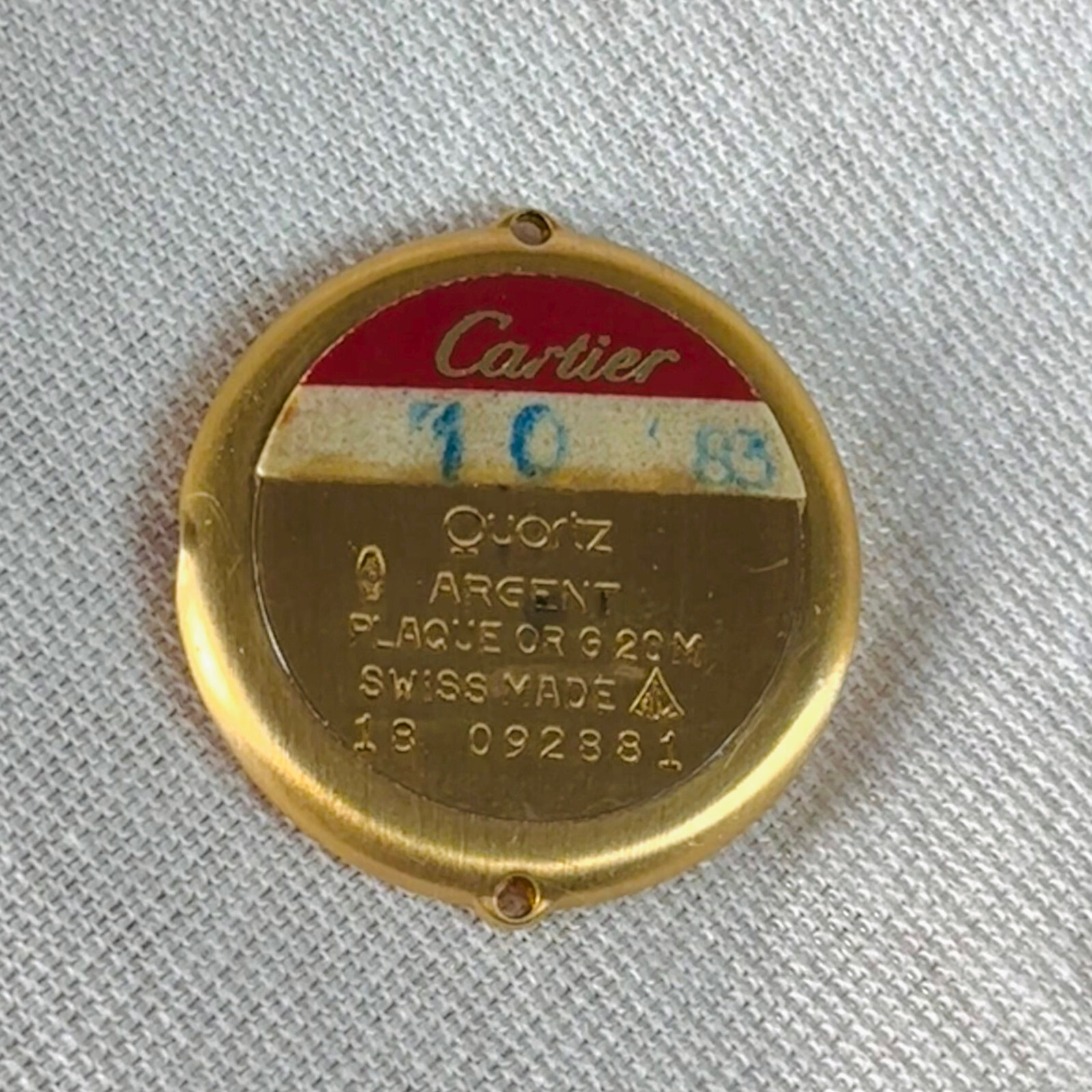 NOS Must De Cartier Vendôme VLC PM ARGENT Vermeil 925 Quartz 24mm Case back 1983