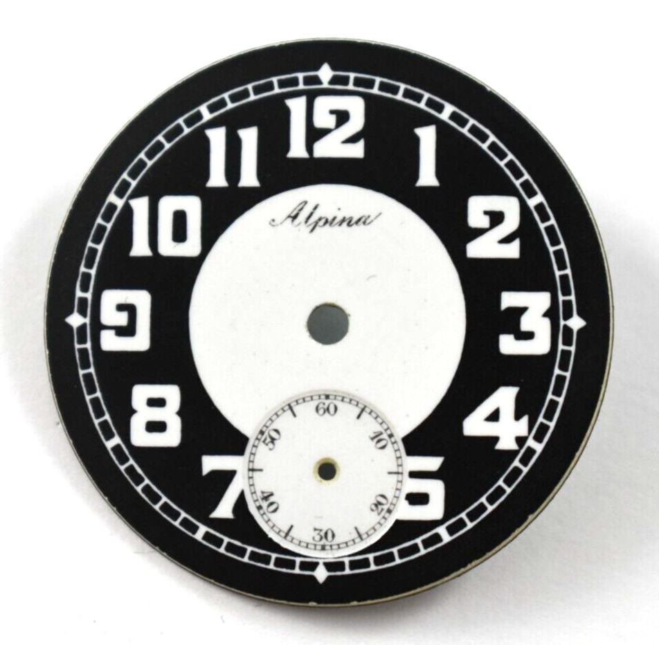 Vintage Alpina 30mm 2 Tone Enamel Trench Watch Dial lot.wp