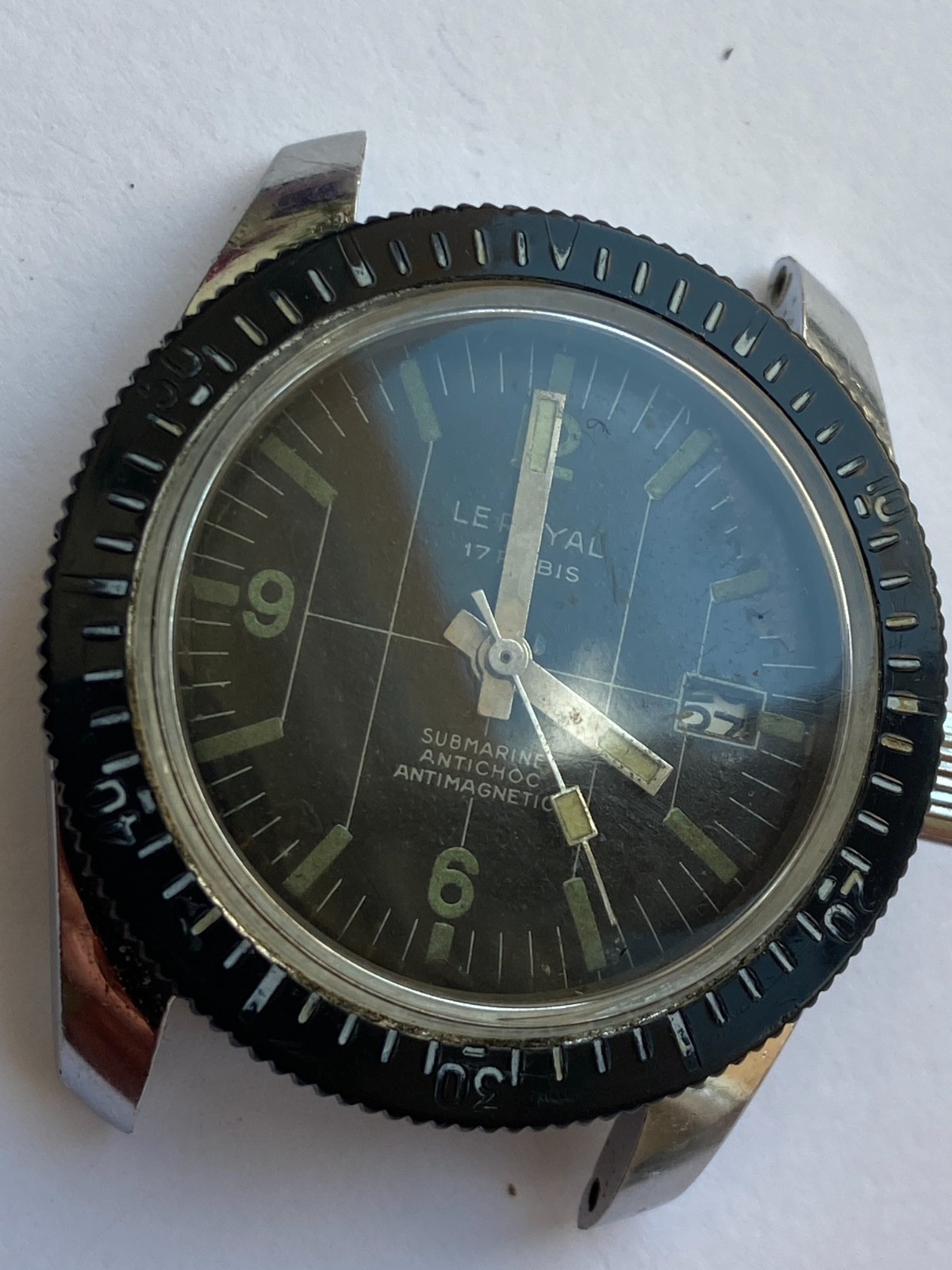 VINTAGE MEN WRIST WATCH SALE FOR PARTS LE ROYAL DIVER SUBMARINE 17 RUBIS