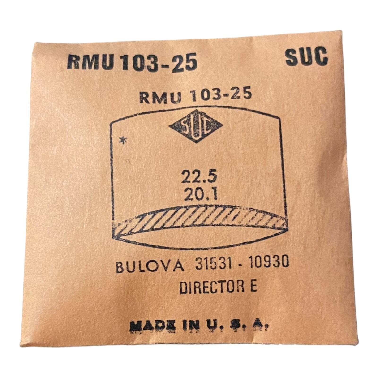 SUC RMU103-25 RMU 103-25 Watch Crystal 22.5×20.1 NOS Part Bulova CMT302-18S