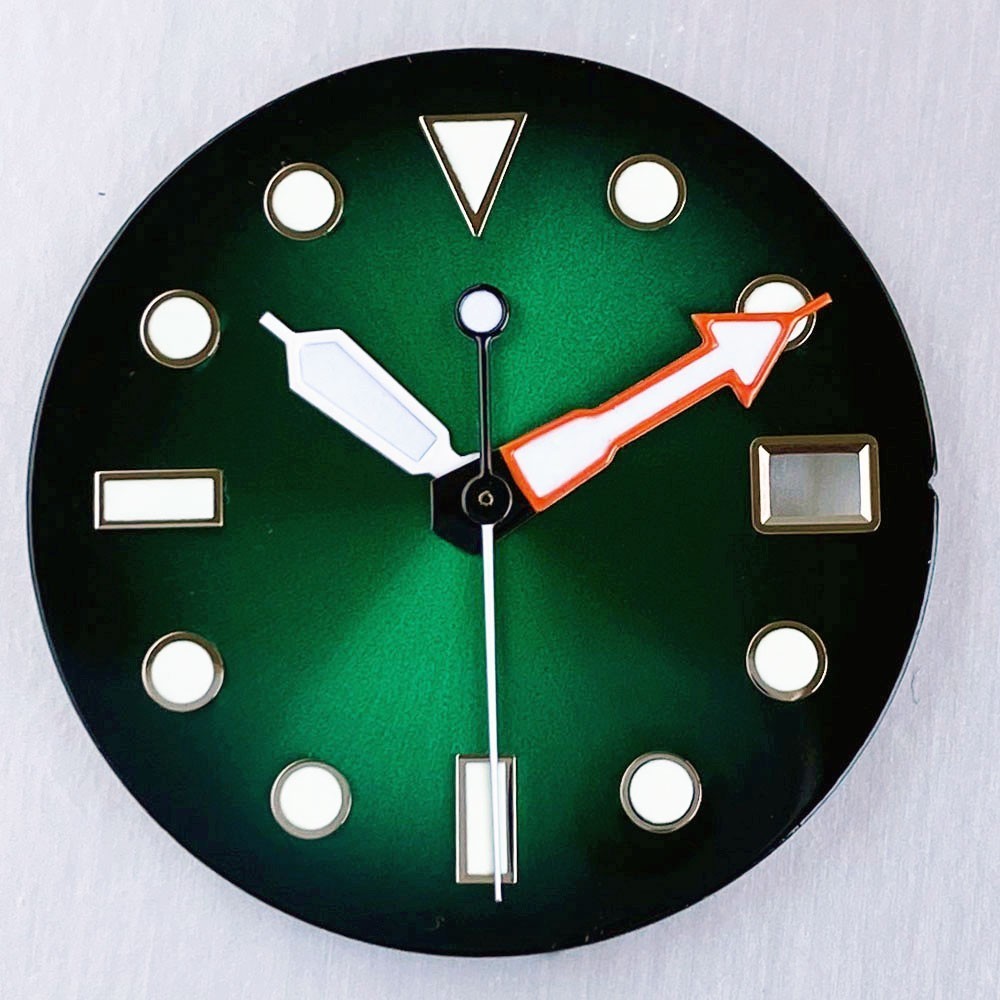 29MM Gradient Watch Dial Green Lume For NH35 NH36 ETA2824 PT5000 Movement Parts