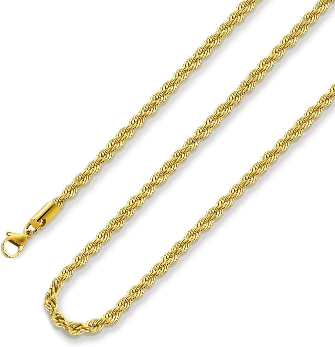 Gifts for Father’S Day 24K Gold Plated Rope Chain 1.5Mm 2.5Mm 5Mm Stainless Stee