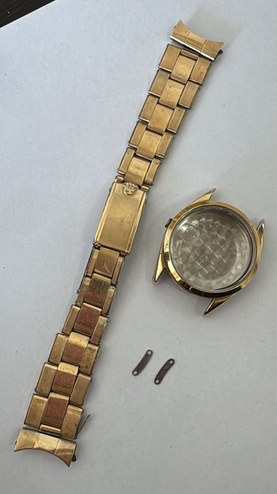 VINTAGE ROLEX OYSTER GOLD CAP CASE & BRACELET REF. 1550 100% GENUINE #C54 -BOX7