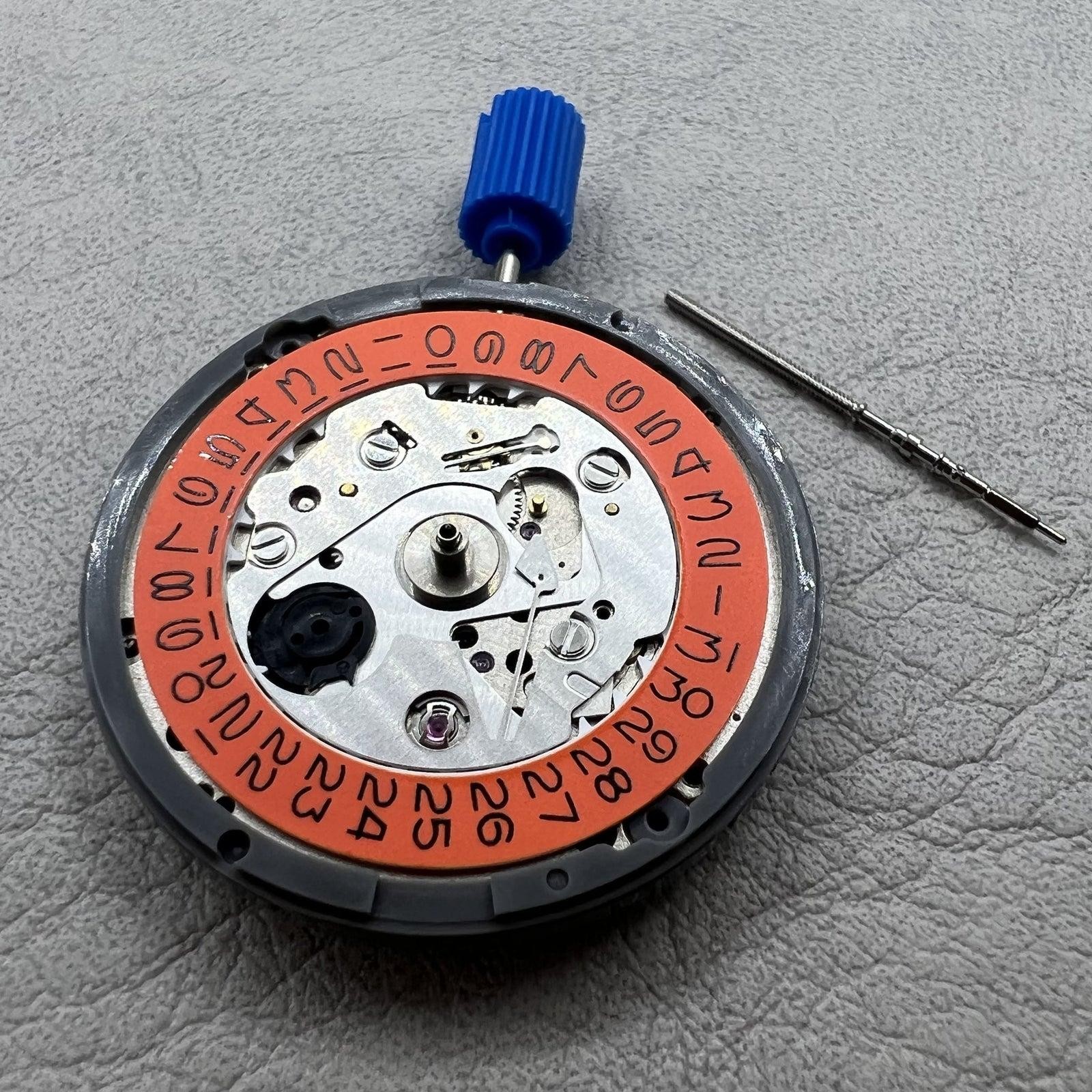 Seiko NH35 Automatic Mechanical Movement Vintage Orange Date Wheel 24 Jewels