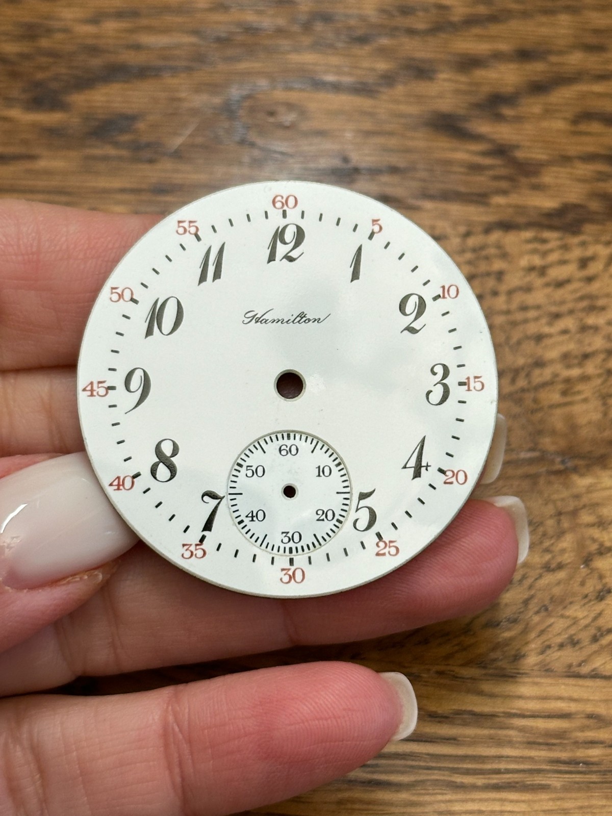 ORIGINAL US HAMILTON ENAMEL POCKET WATCH DIAL (D2)