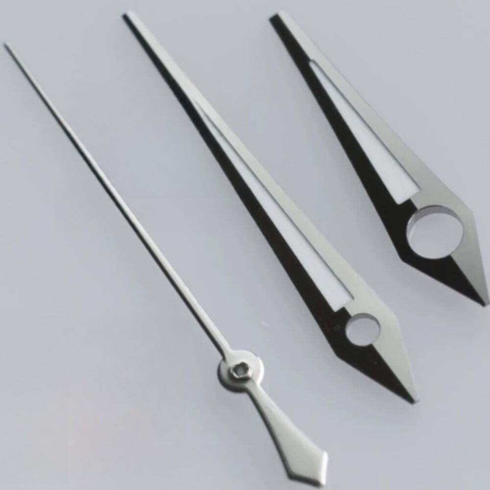 16mm Silver Trim Green Lume Arrow Shape Watch Hands for ETA2836 2824 2892A2