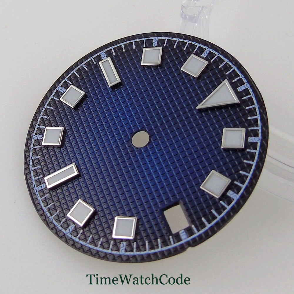 29mm Blue Sterile Watch Dial Faces Fit For NH35 NH35A Luminous Date Window