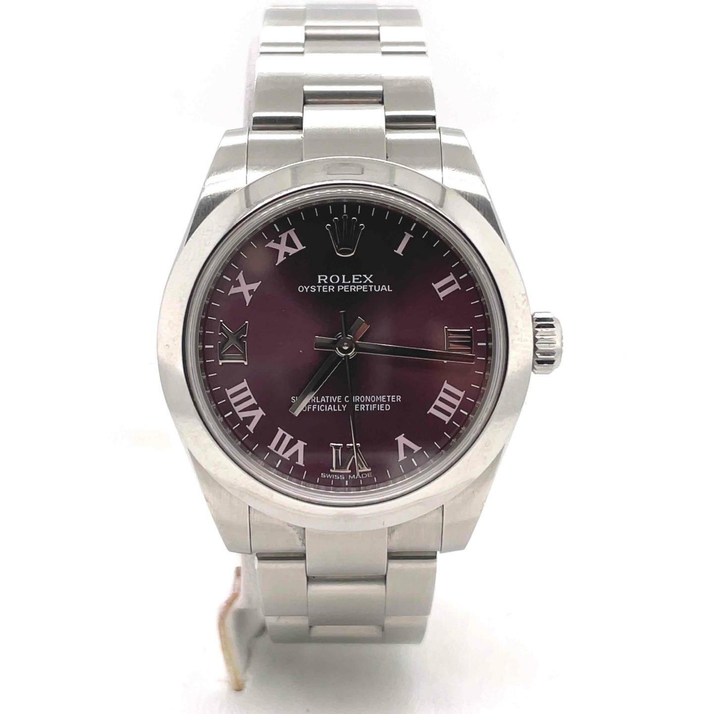 Rolex Oyster Perpetual Automatic 31 mm Purple Roman Dial Ladies Watch 177200PURO