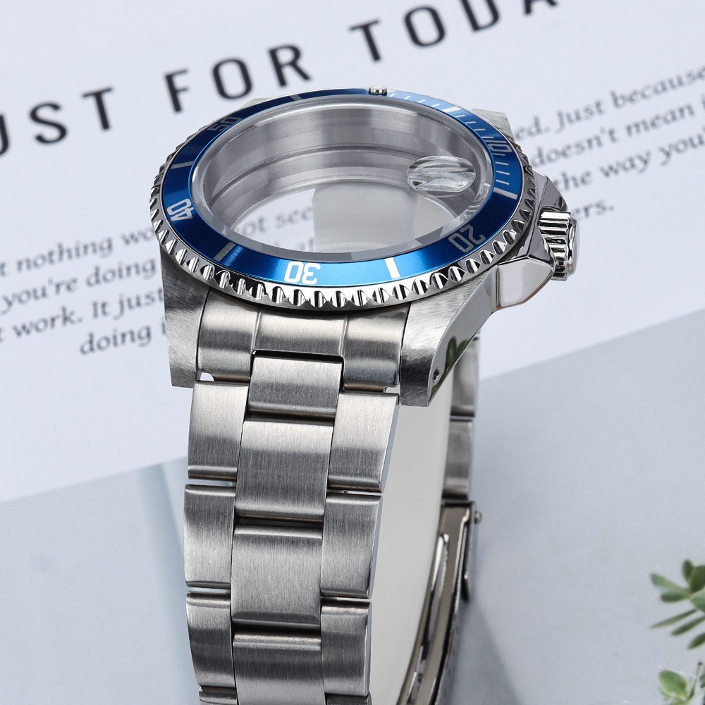Aviator SUB Watch Cases 39mm+Oyster Bracelet Sapphire Steel For Seiko NH35 NH36