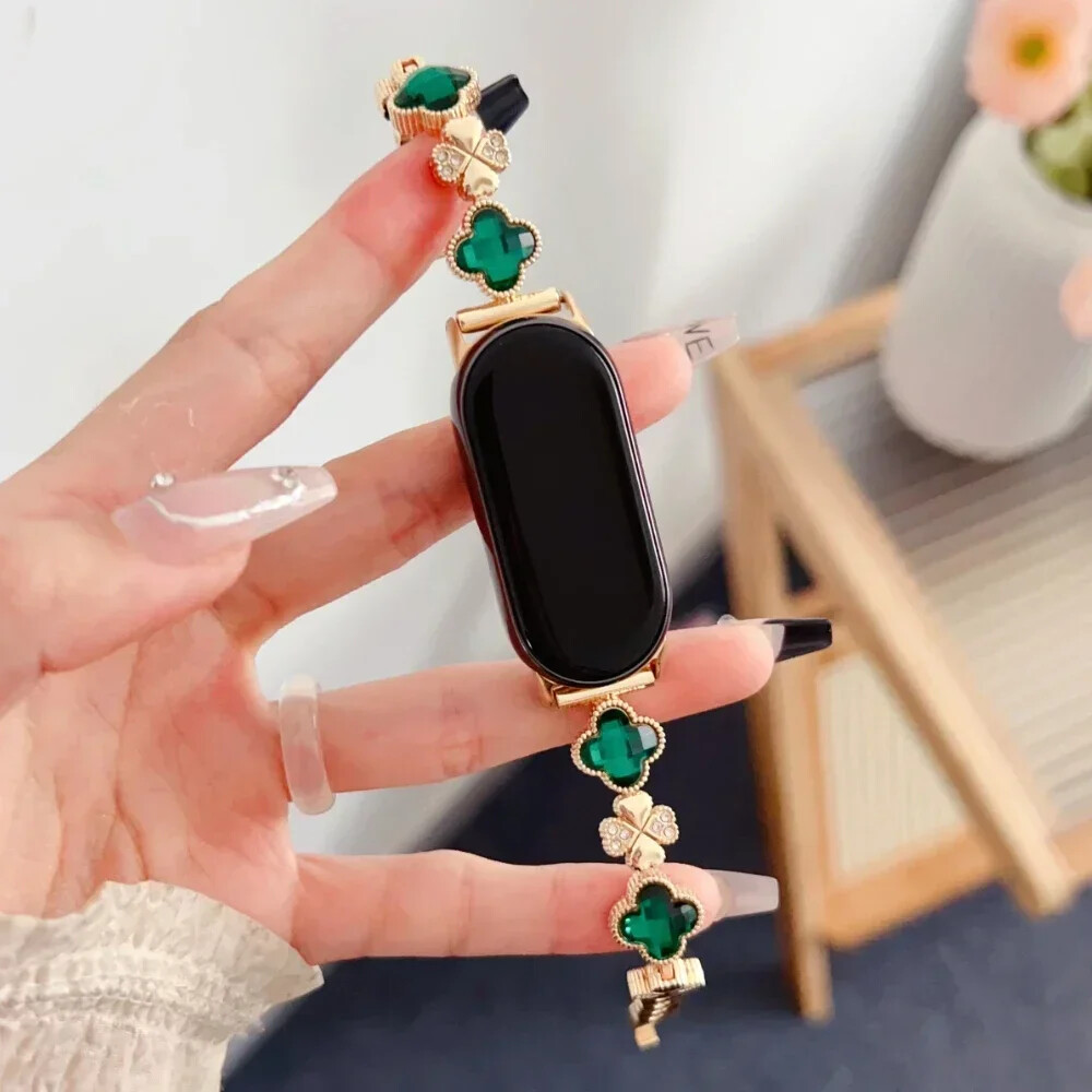 Gem Clover Diamond Metal Bracelet For Xiaomi Mi9 9 8 Pro Band Strap Replacement