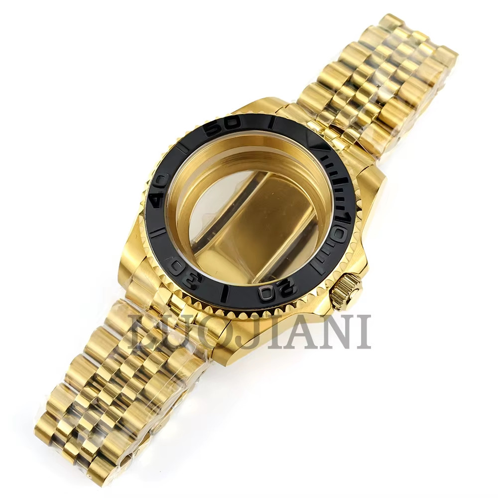 40mm Jubilee Gold Watch Case Sapphire Glass Fit Yacht-Master NH34 NH35 NH36
