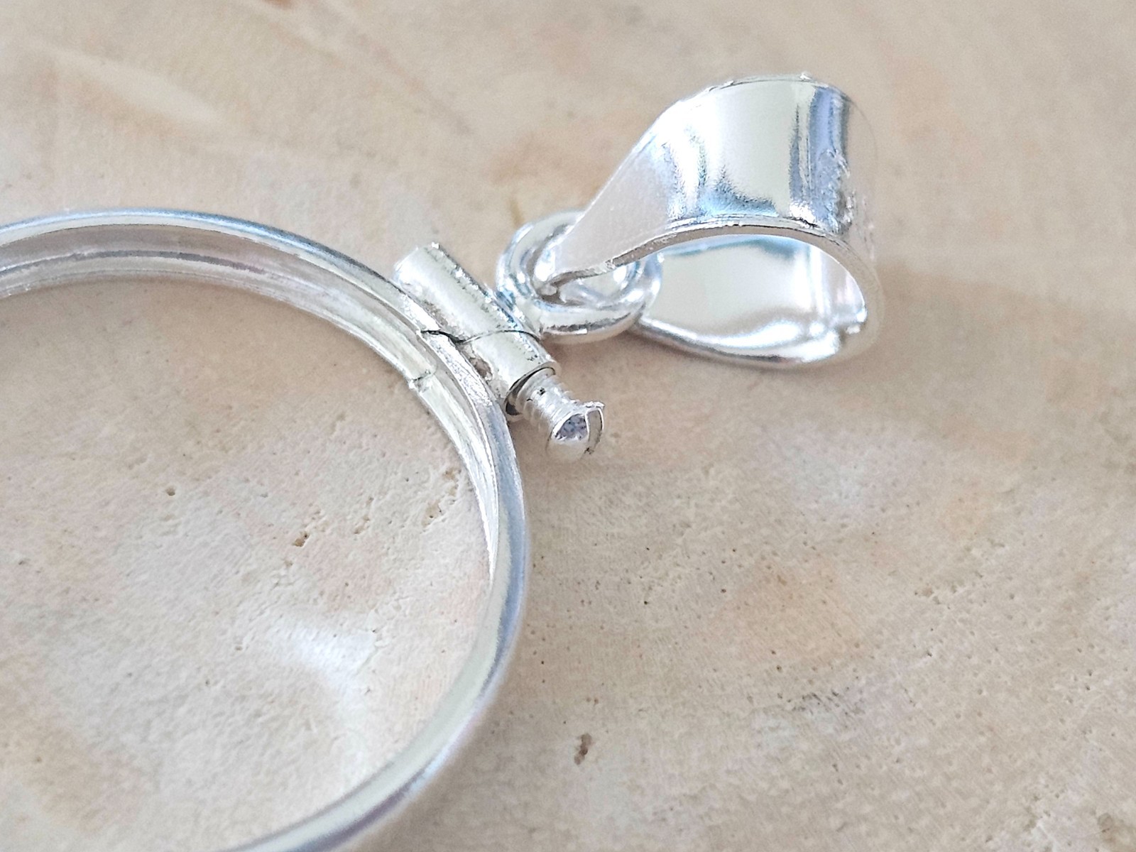 925 Sterling Silver Screw Top Simple Bezel for 19mm Penny 1 Cent Coins