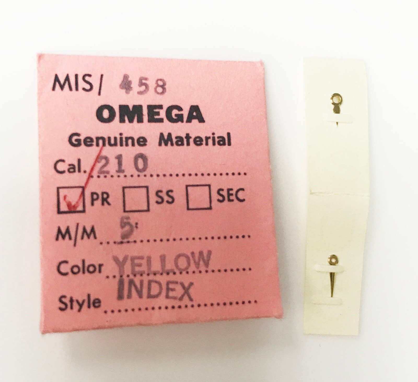 OMEGA CAL210 5MM YELLOW GOLD MIS/458 STYLE INDEX GENUINE HOUR & MINUTE HANDS