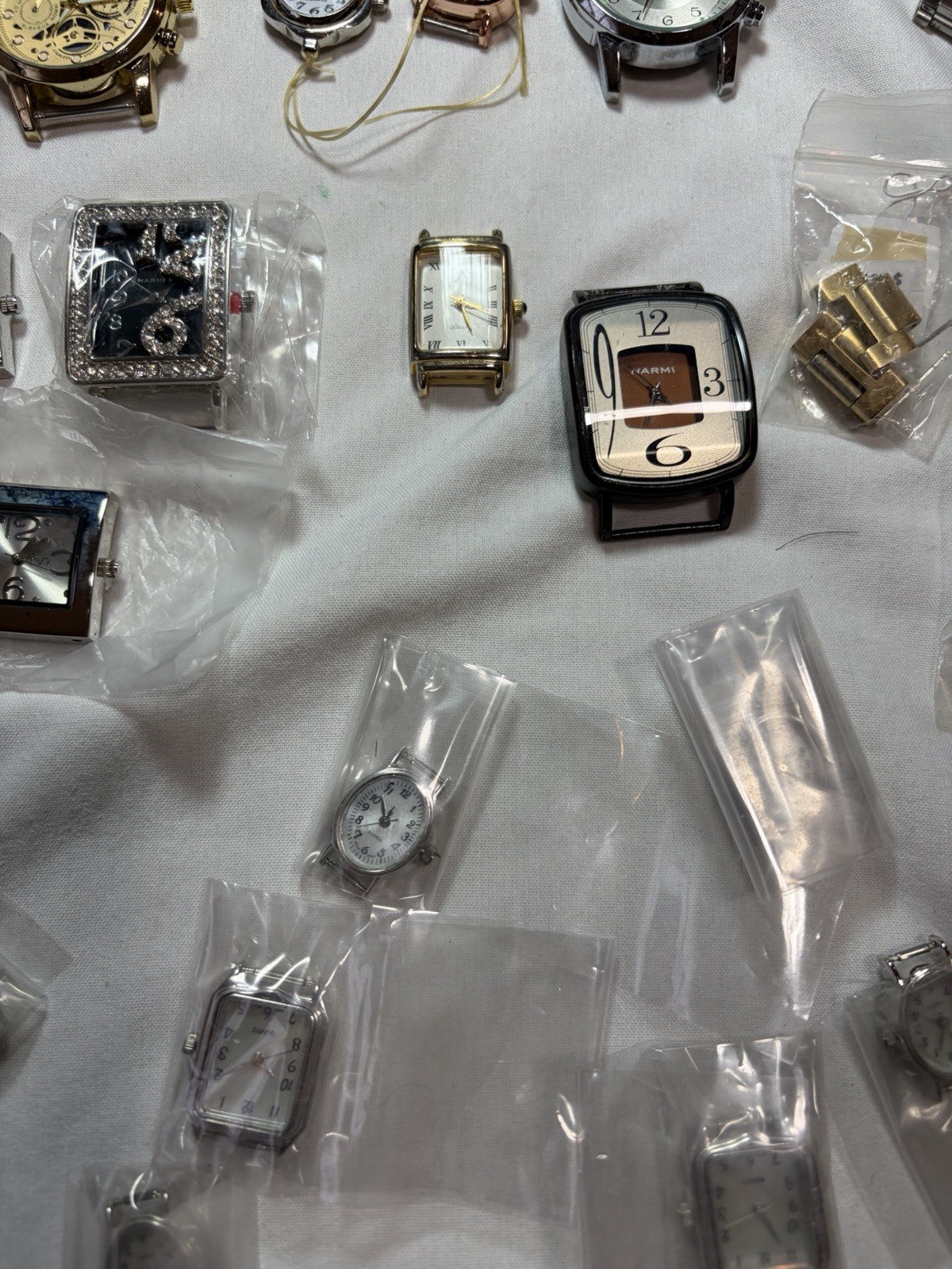 Watchmaker Lot 85 Watch Heads Cases Quartz Parts Repair Silver Spoon Geneva