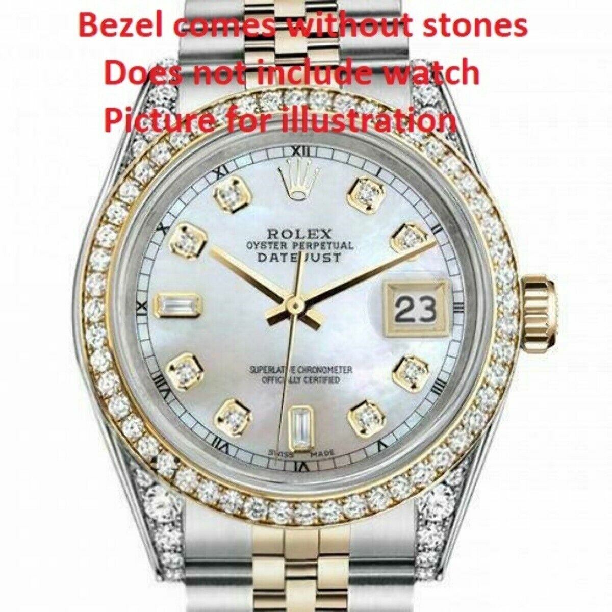 Gold Diamond Replacement Bezel For Rolex Datejust 116200 116233 36mm